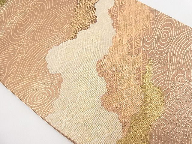平和屋着物■六通柄袋帯 立波吉祥文 金糸 逸品 n-da0147
