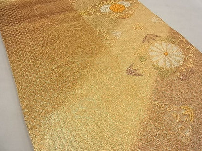 平和屋着物■六通柄袋帯 吉祥草花文 金糸 逸品 n-ea0383