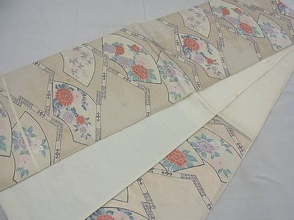 平和屋着物■六通柄袋帯　地紙草花文　金糸　逸品　n-ea0398