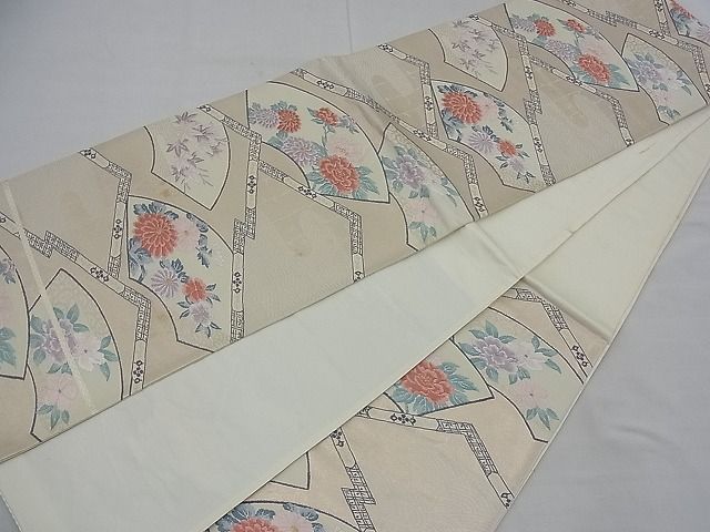 平和屋着物■六通柄袋帯　地紙草花文　金糸　逸品　n-ea0398