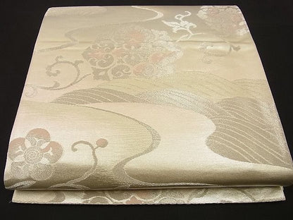 平和屋着物■六通柄袋帯 立波花唐草文 金糸 逸品 n-fn0902