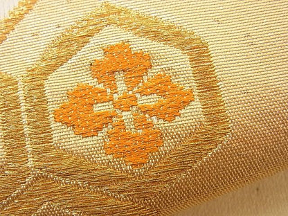 平和屋着物■六通柄袋帯 唐織 扇面吉祥花文 金糸 逸品 n-fn0917