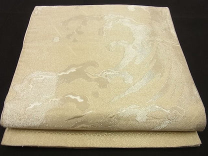平和屋着物■六通柄袋帯 立波文 逸品 銀糸 n-fn0937