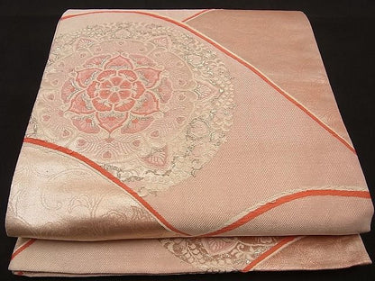 平和屋着物■六通柄袋帯 唐織 正倉院吉祥文 銀糸 逸品 n-fn0938