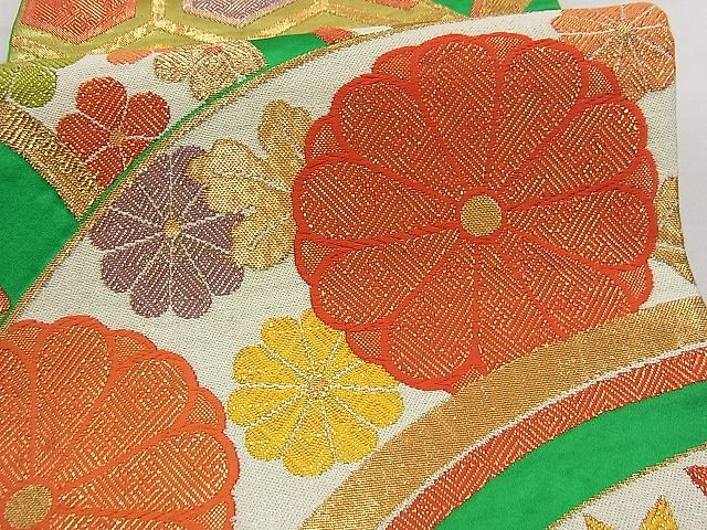 平和屋着物■六通柄袋帯　吉祥青海波菊花文　金糸　逸品　n-fw2356