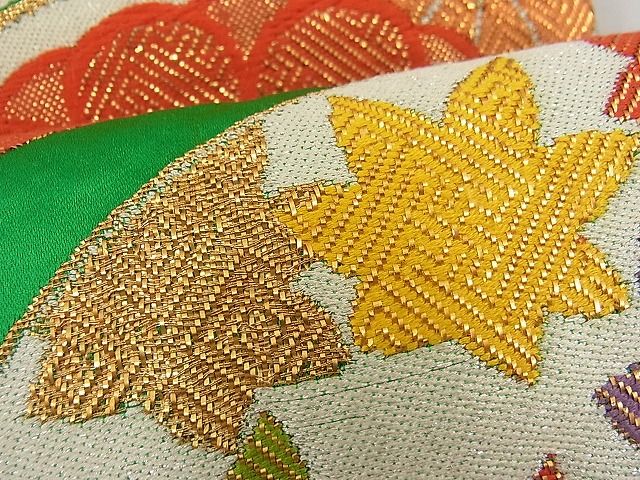 平和屋着物■六通柄袋帯　吉祥青海波菊花文　金糸　逸品　n-fw2356