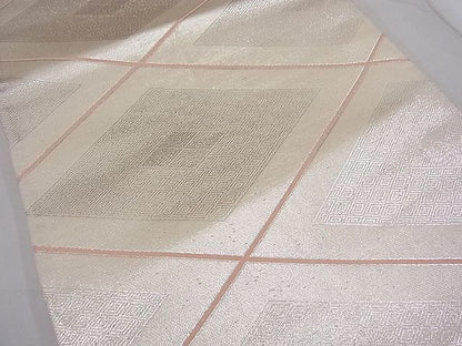 平和屋着物■両面六通柄袋帯 唐織 エ霞青海波文 銀糸 逸品 n-fw2357