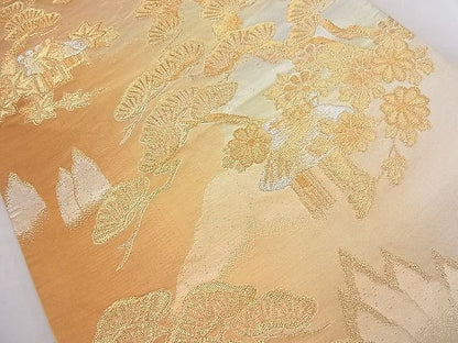 平和屋着物■六通柄袋帯 松楓風景花文 金銀糸 逸品 n-fw2358