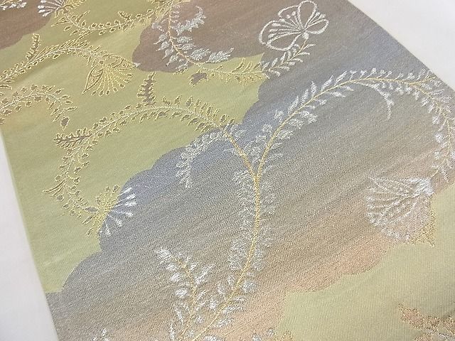 平和屋着物■六通柄袋帯　雲取り花唐草文　金銀糸　逸品　n-fw2359