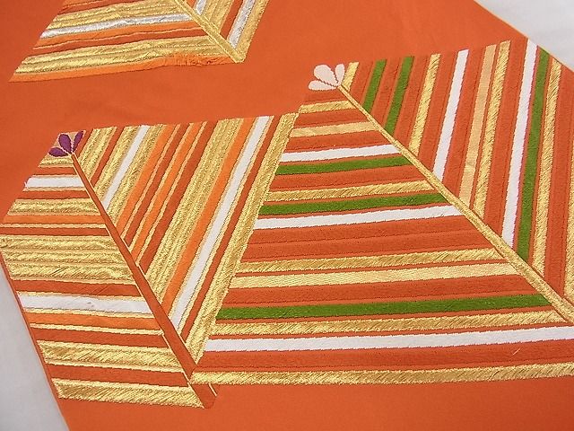 平和屋着物■六通柄袋帯　唐織　若松葉菱文　金銀糸　逸品　n-fw2360