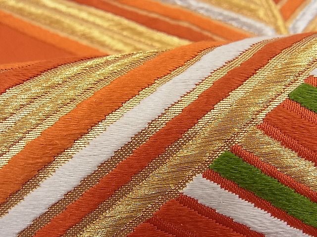 平和屋着物■六通柄袋帯　唐織　若松葉菱文　金銀糸　逸品　n-fw2360