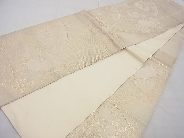 平和屋着物■六通柄袋帯 唐織 扇面草花文 九百紋織錦 寿光織 金糸 逸品 n-gh1695