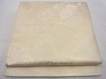 平和屋着物■六通柄袋帯 唐織 扇面草花文 九百紋織錦 寿光織 金糸 逸品 n-gh1695