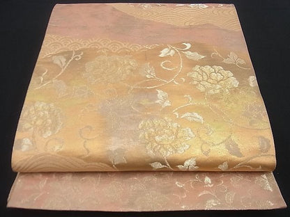 平和屋着物■六通柄袋帯 流水花唐草文 金銀糸 逸品 n-gh1824