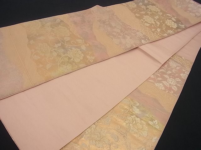 平和屋着物■六通柄袋帯 流水花唐草文 金銀糸 逸品 n-gh1824