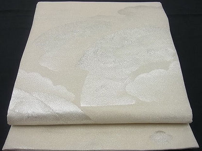 平和屋着物■太鼓柄袋帯 綴れ 名匠家紋 雲取り地紙文 銀糸 逸品 n-gh1826