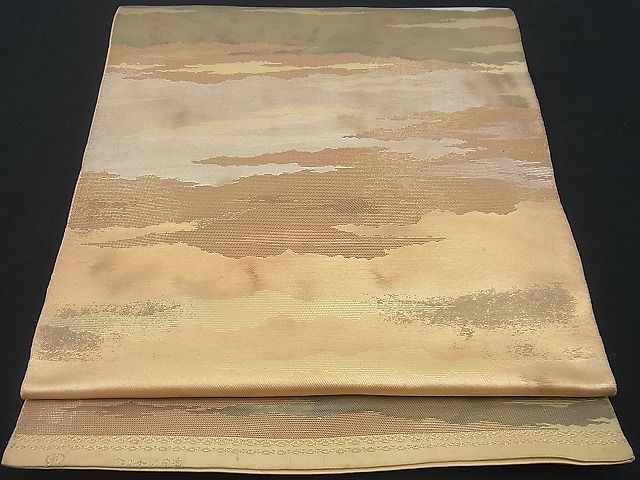 平和屋着物■西陣 服部織物謹製 六通柄袋帯 こはく錦 霞文 金銀糸 逸品 n-gh1829