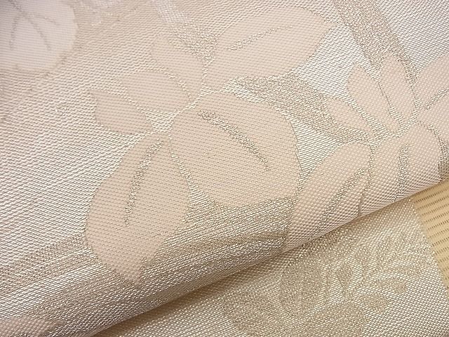 平和屋着物■夏物 六通柄袋帯 扇面草花文 銀糸 逸品 n-hj4925
