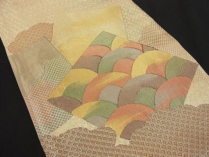 平和屋着物■佐賀錦 六通柄袋帯 雲取り吉祥色紙文様 金糸 逸品 n-ip0355