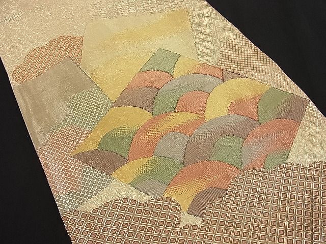 平和屋着物■佐賀錦 六通柄袋帯 雲取り吉祥色紙文様 金糸 逸品 n-ip0355