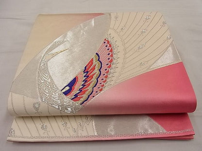 平和屋着物■六通柄袋帯 唐織 孔雀文 金銀糸 逸品 n-ip0400