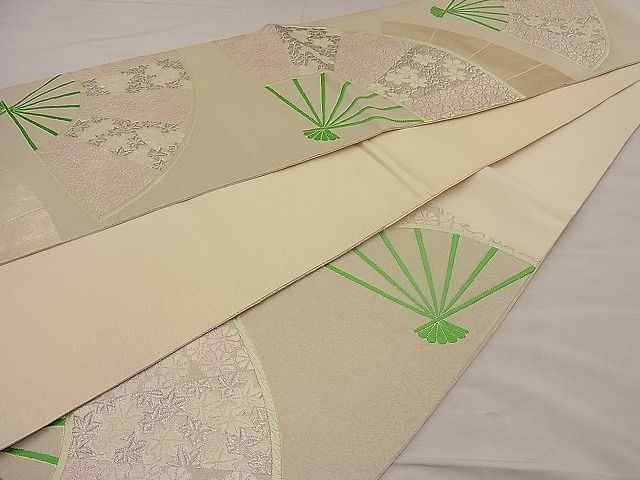 平和屋着物■六通柄袋帯 唐織 扇面花文 銀糸 逸品 n-ip0401