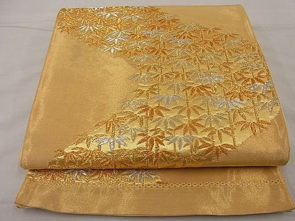 平和屋着物■六通柄袋帯 笹竹文 金銀糸 逸品 n-ip0406