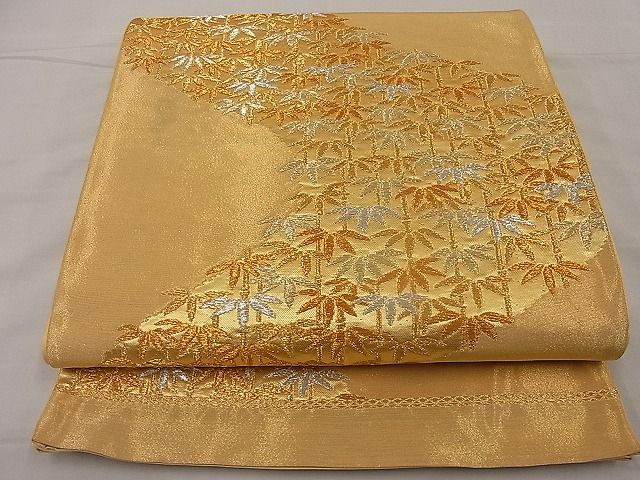 平和屋着物■六通柄袋帯 笹竹文 金銀糸 逸品 n-ip0406