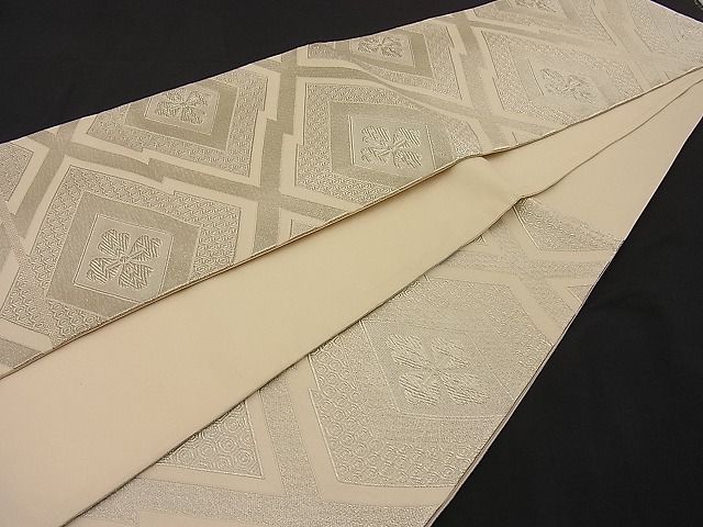 平和屋着物■六通柄袋帯 松皮菱花文 銀糸 逸品 n-ip0419