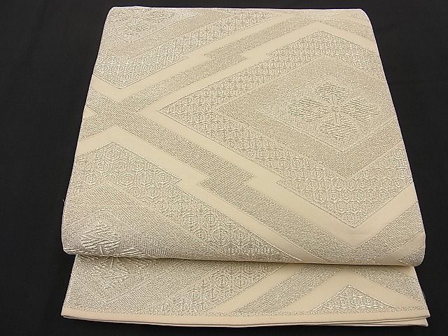 平和屋着物■六通柄袋帯 松皮菱花文 銀糸 逸品 n-ip0419