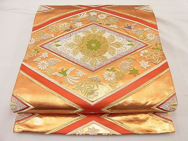 平和屋着物■六通柄袋帯 唐織 都緞子 金銀糸 逸品 n-ip0427