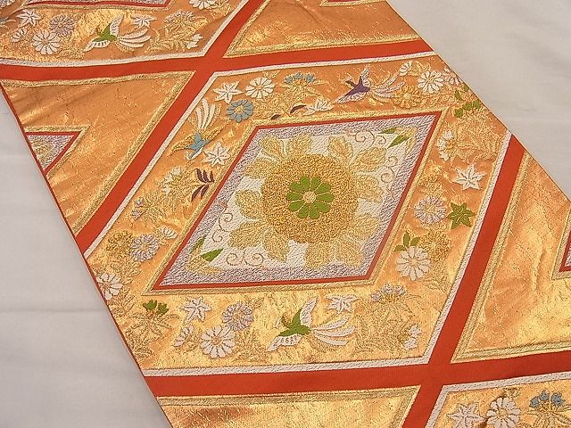 平和屋着物■六通柄袋帯 唐織 都緞子 金銀糸 逸品 n-ip0427