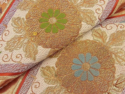 平和屋着物■六通柄袋帯 唐織 都緞子 金銀糸 逸品 n-ip0427