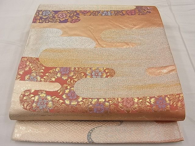 平和屋着物■六通柄袋帯 エ霞吉祥文 金銀糸 逸品 n-ip0708