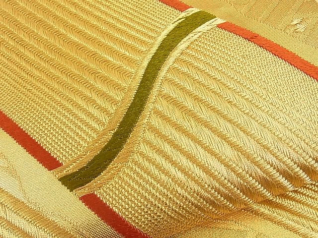 平和屋着物■六通柄袋帯 唐織 網代竹文 金糸 逸品 n-ip1185