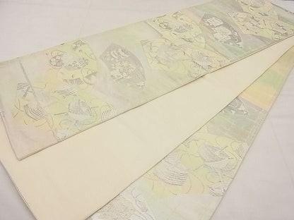 平和屋着物■六通柄袋帯 唐織 地紙仕覆糸巻文 銀糸 逸品 n-ip1264