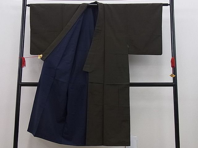 平和屋着物■男性　紬　格子柄　逸品　n-je2568