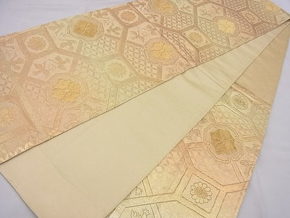 平和屋着物■六通柄袋帯 向かい鳥蜀江花文 金糸 逸品 n-je2645