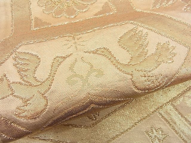 平和屋着物■六通柄袋帯 向かい鳥蜀江花文 金糸 逸品 n-je2645