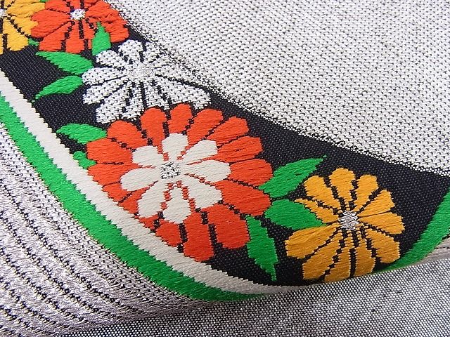平和屋着物■六通柄袋帯 唐織 瓦草花文 銀糸 逸品 n-je2738