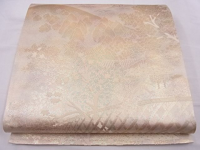 平和屋着物■六通柄袋帯 風景文 金糸 逸品 n-je2739