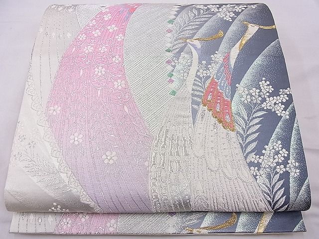 平和屋着物■六通柄袋帯 唐織 孔雀文 金銀糸 逸品 n-je2759