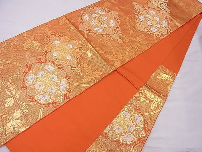 平和屋着物■六通柄本袋帯 吉祥花唐草文 金糸 逸品 n-je2762