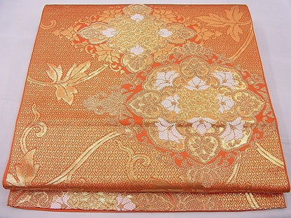 平和屋着物■六通柄本袋帯 吉祥花唐草文 金糸 逸品 n-je2762