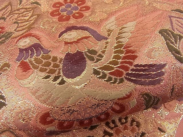 平和屋着物■六通柄袋帯 唐織 地紙鴛鴦吉祥花文 金糸 逸品 n-je2777