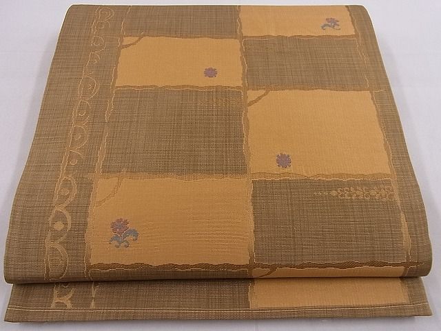 平和屋着物■六通柄袋帯 変わり市松文様 逸品 n-je3333