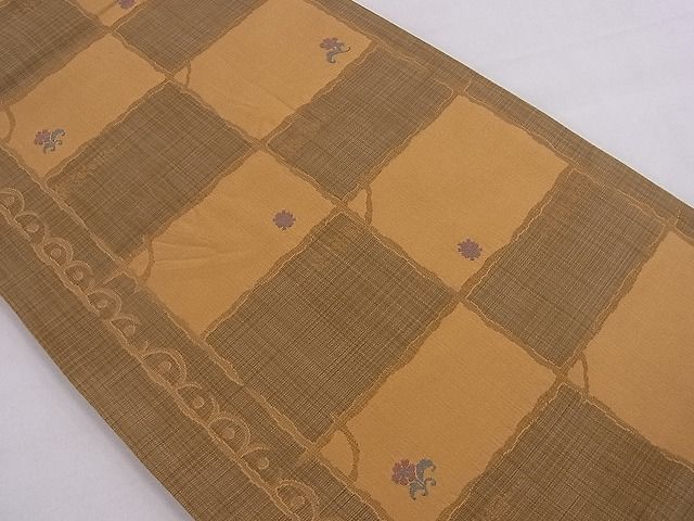 平和屋着物■六通柄袋帯 変わり市松文様 逸品 n-je3333