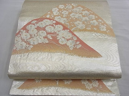 平和屋着物■六通柄袋帯 重ね山流水花文 金銀糸 逸品 n-kg2486