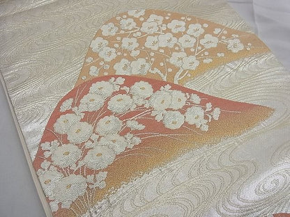 平和屋着物■六通柄袋帯 重ね山流水花文 金銀糸 逸品 n-kg2486