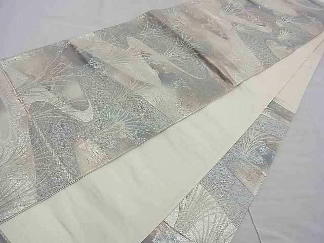 平和屋着物■六通柄袋帯 寿扇 錦引箔 銀糸 逸品 n-kg2500